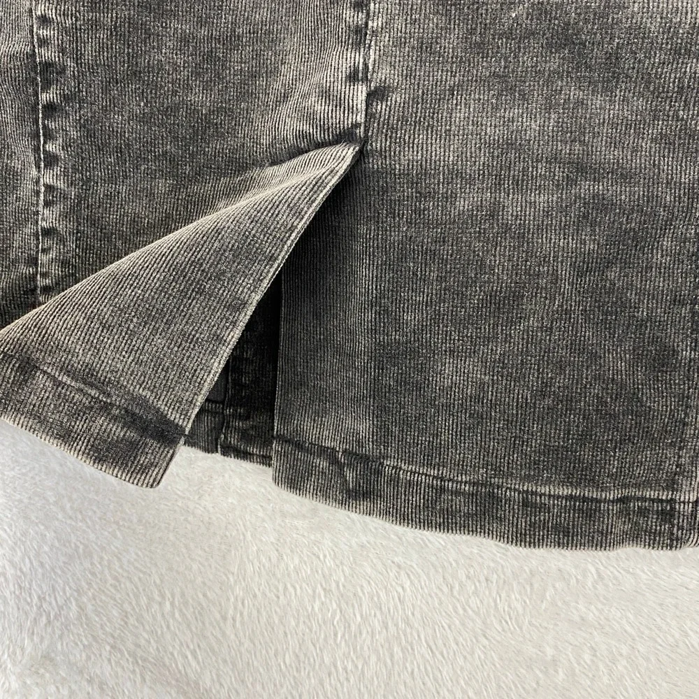 Y2K Corduroy Blazer Jacket Women Size L Charcoal Gray Vintage Wash Grunge - Picture 6 of 10